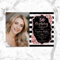 Photo Rose Gold Black 50th Birthday