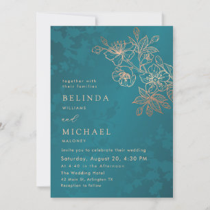 Photo Rose Gold Jewel Tone Wedding Invitation