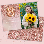 Photo Rose Gold Kids Girl 8th Birthday Party Invitation<br><div class="desc">Photo rose gold 8th birthday party invitation for a 8 year old girl with elegant script writing and fun foil balloons.</div>