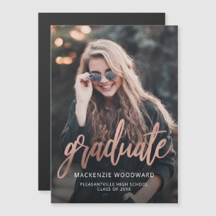 Photo Rose Gold Magnetic Graduation Announcement