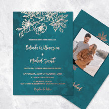 PHOTO Rose Gold Teal Floral Wedding