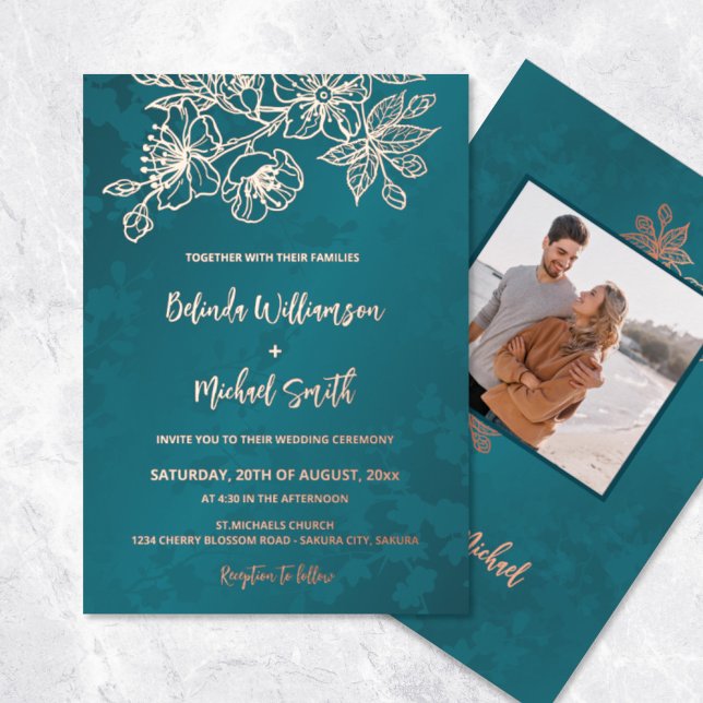PHOTO Rose Gold Teal Floral Wedding (Creator Uploaded)