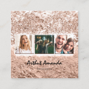 Photo Rose Ombre Event Planner Custom Logo Blush Square Business Card