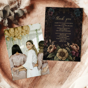Photo Royal Victorian Gothic Floral Bridal Thank You Card
