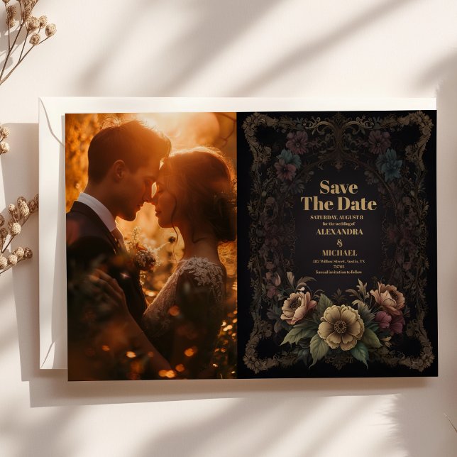 Photo Royal Victorian Gothic Floral Wedding Save The Date (Creator Uploaded)