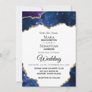 *~* PHOTO - RSVP - QR AGATE Blue AR13 Wedding Invitation