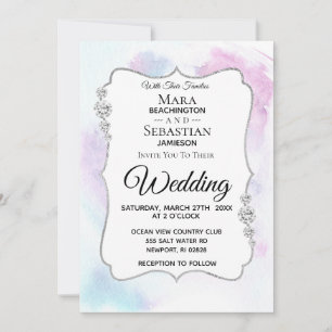 *~* PHOTO + RSVP + QR - Diamond ABSTRACT Wedding Invitation