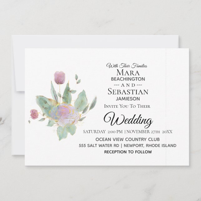 *~* Photo  RSVP - QR ROSE BOUQUET Wedding AR12 Invitation (Front)