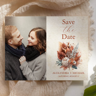 Photo Rust Terracotta Flowers Burnt Orange Fall  Save The Date