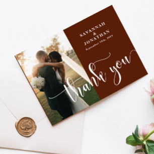 Photo Rust Terracotta Wedding Thank You Card