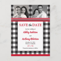 Photo Rustic Buffalo Plaid Wedding Save Date