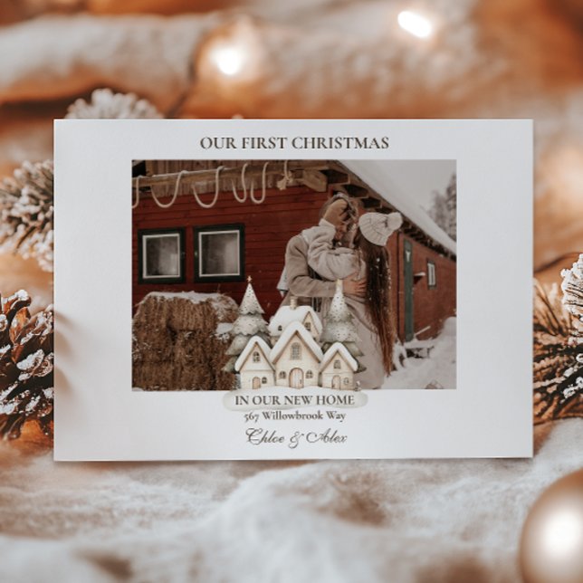 Photo Rustic Cabin First Christmas Together  Holiday Card (Creator Uploaded)