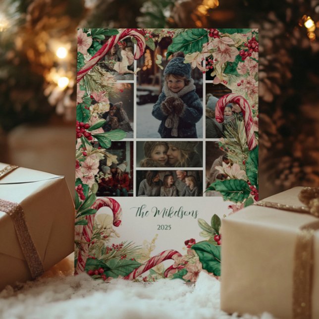 Photo Rustic Candy Cane Christmas Party Holiday Card (Creator Uploaded)