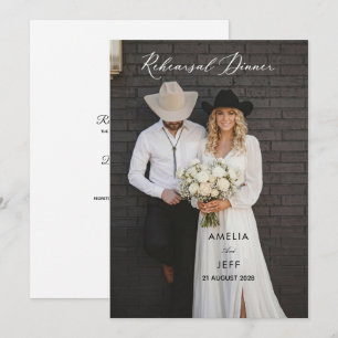 photo rustic cowboy boho elegant modern rehearsal invitation