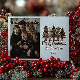 Photo Rustic Cowboy Boots Western Christmas Holiday Card