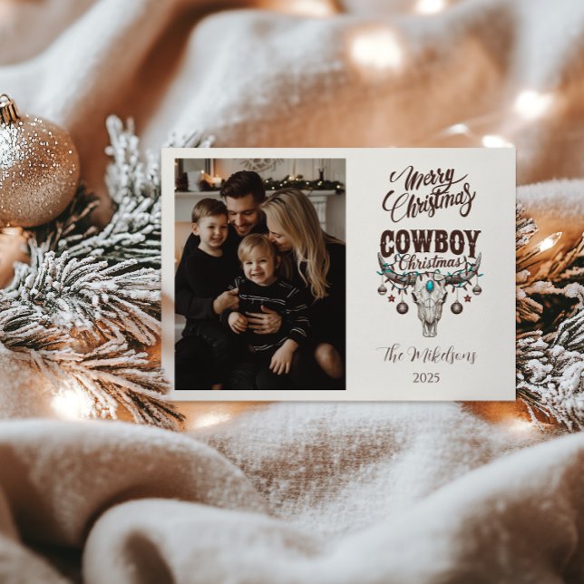 Photo Rustic Cowboy Christmas Holiday Card (Creator Uploaded)
