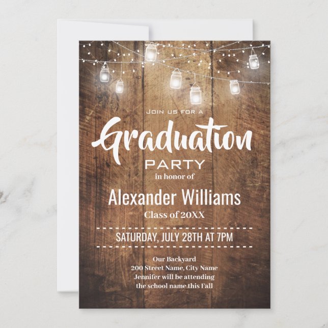 Photo Rustic Graduation Party Invitation (Front)