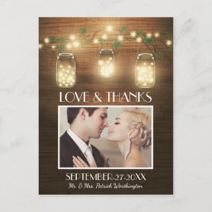 Photo Rustic Mason Jar Thank You Cards Postcards