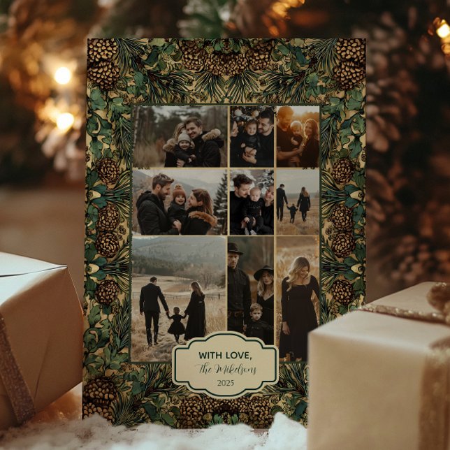 Photo Rustic Pinecone Botanical Christmas Holiday Card (Creator Uploaded)