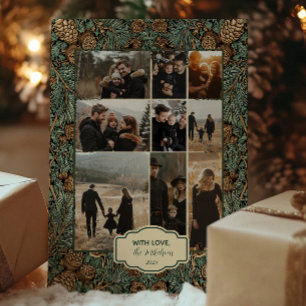 Photo Rustic Pinecone Evergreen Christmas Holiday Card