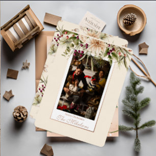 Photo Rustic Watercolor Botanical Christmas