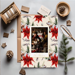 Photo Rustic Watercolor Botanical Christmas