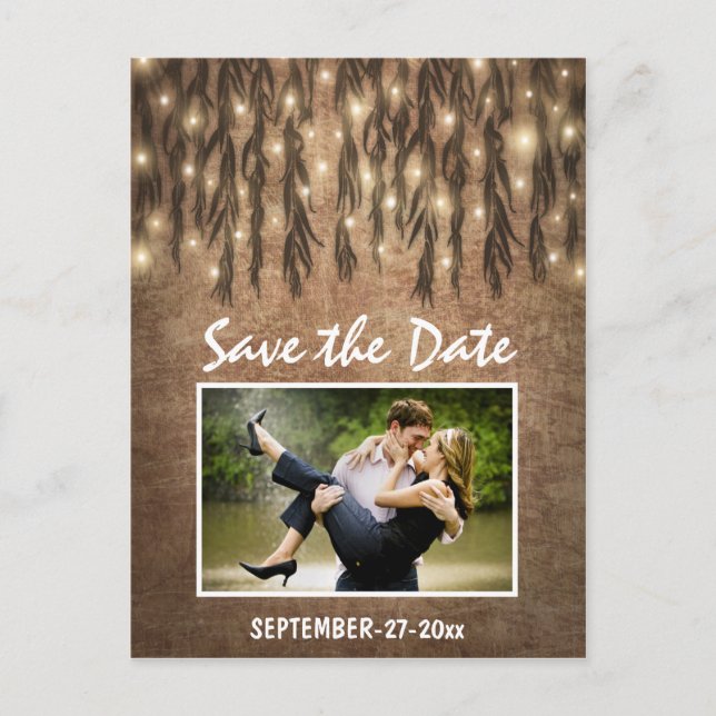 Photo Rustic Willow Tree Save the Date Postcards (Front)