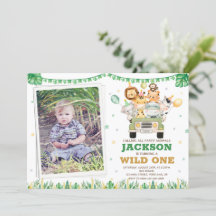 Photo Safari birthday invitation Wild one party