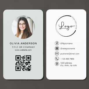 Photo Sage Green QR Code Business Card