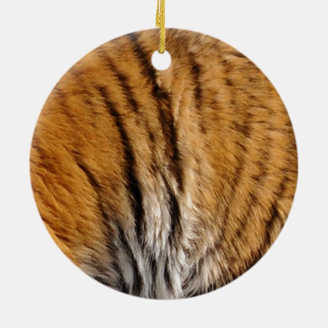 Photo-sampled Tiger Stripes Big Cat Wildlife Ceramic Tree Decoration (Back)