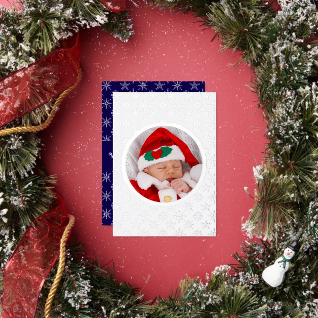 Photo Santa Baby Snowflakes White Silver Blue BKGD (Insitu)