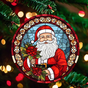 Photo & Santa Claus Personalise Text Name Metal Tree Decoration