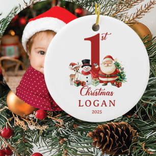 Photo Santa First Christmas Ceramic Tree Decoration