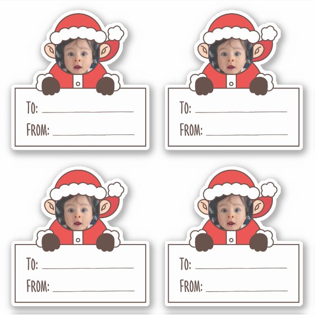 Photo Santa Gift Tag Sticker (Front)