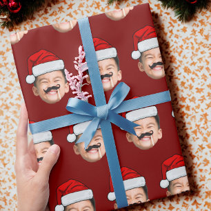 Photo Santa Hat Christmas Gift Wrap, Baby Face Wrapping Paper