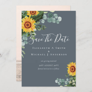 Photo Save Date Rustic SUNFLOWERS Greenery