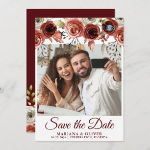 Photo Save the Date Card Autumn Mix Floral