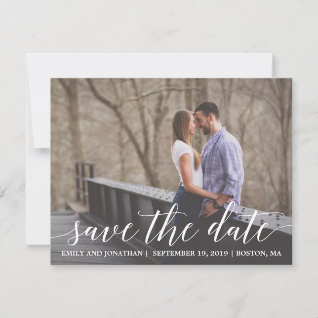 Photo Save the Date Card Vertical, Modern Script (Front)