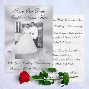 PHOTO Save the Date Cards, 60th, 75th, or ANY YEAR Invitation