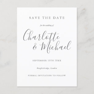 Photo Save the Date Elegant Signature Script Announcement Postcard