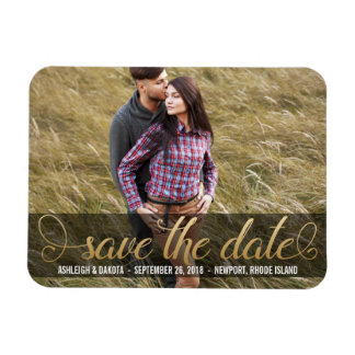 Photo Save The Date | Faux Gold Magnet