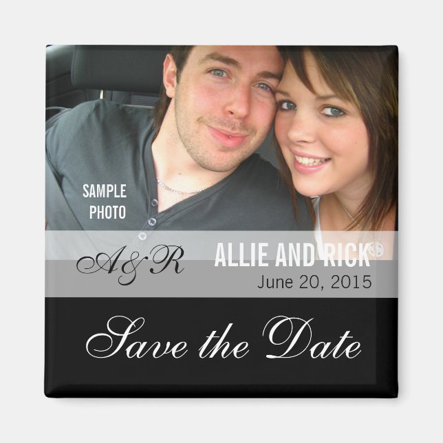 Photo Save the Date Magnets Black (Front)