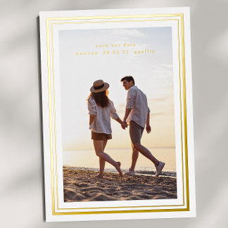photo save the date minimal elegant frames gold