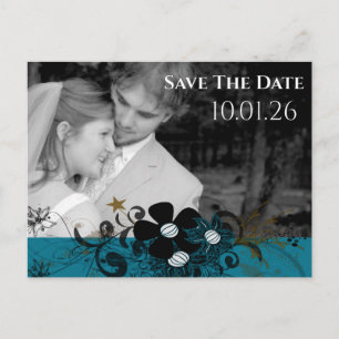Photo Save the Date  Photo Teal Blue Announcement Postcard