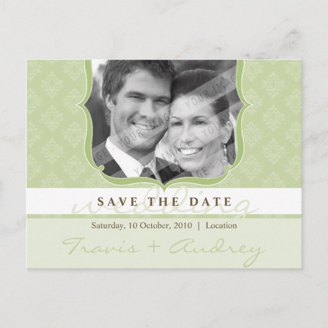 PHOTO SAVE THE DATE :: pictureframe elegance 5 Announcement Postcard (Front)