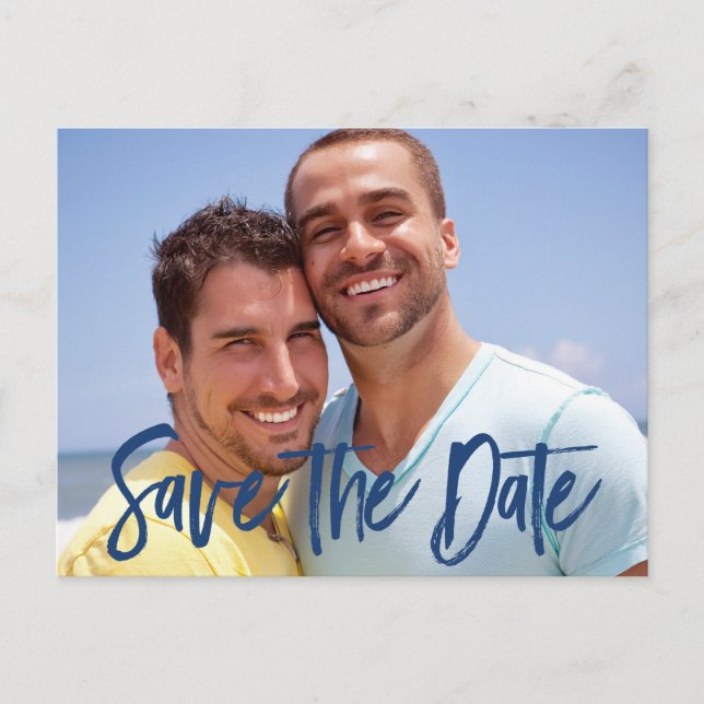 Photo Save The Date Postcards For Gay Wedding (Front)