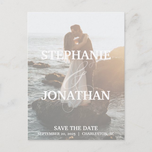 Photo Save The Date Postcards with Large Names (Front)