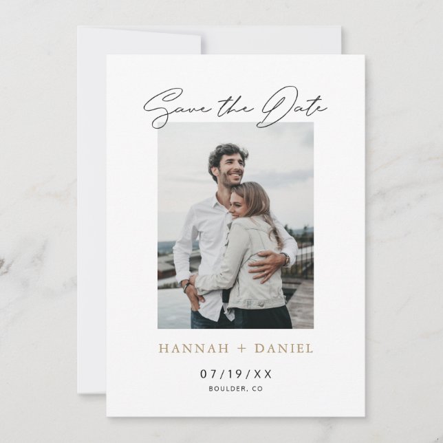 Photo Save the Date Template with Gold (Front)