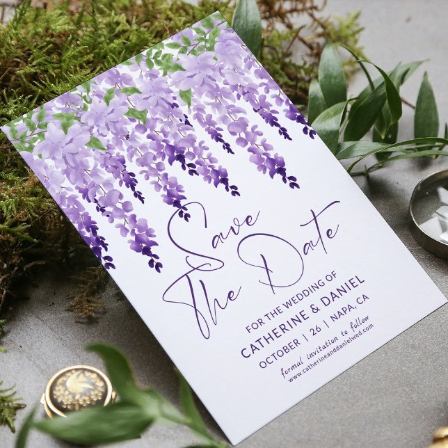Photo Save The Date Watercolor Wisteria Wedding (Creator Uploaded)