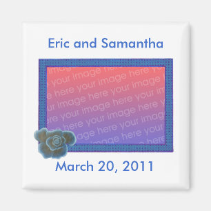 Photo Save the date wedding magnets, blue rose Magnet